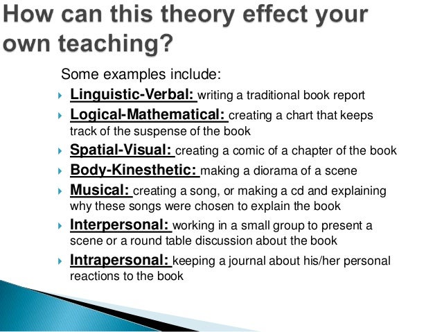 garners theory He was the first who introduced the multiple intelligences theory to the society (gardner, 1983) the concept of gardner's theory partially comes from his experience in working with people who are not supported in physically, even mentally (gardner) for example, he found some autistic children have an exceptional musical and mathematical. garners theory He was the first who introduced the multiple intelligences theory to the society (gardner, 1983) the concept of gardner's theory partially comes from his experience in working with people who are not supported in physically, even mentally (gardner) for example, he found some autistic children have an exceptional musical and mathematical.