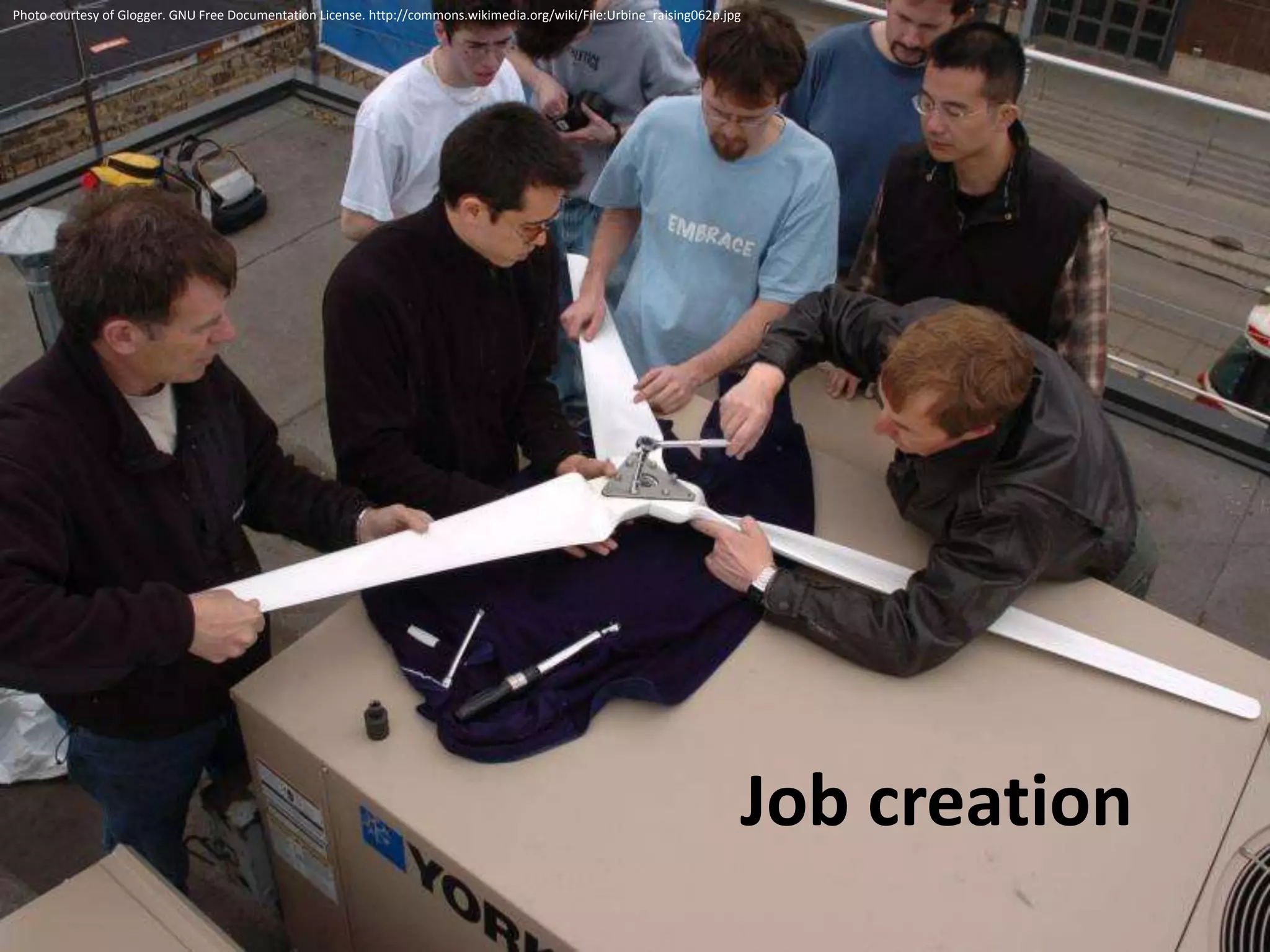 Photo courtesy of Glogger. GNU Free Documentation License. http://commons.wikimedia.org/wiki/File:Urbine_raising062p.jpg




                                                                                                                       Job creation
 