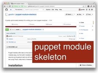puppet module
skeleton
 