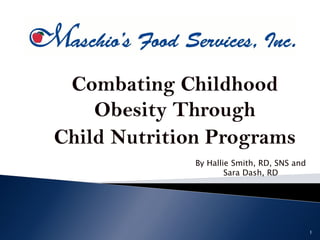 Combating Childhood
    Obesity Through
Child Nutrition Programs
              By Hallie Smith, RD, SNS and
                      Sara Dash, RD




                                             1
 
