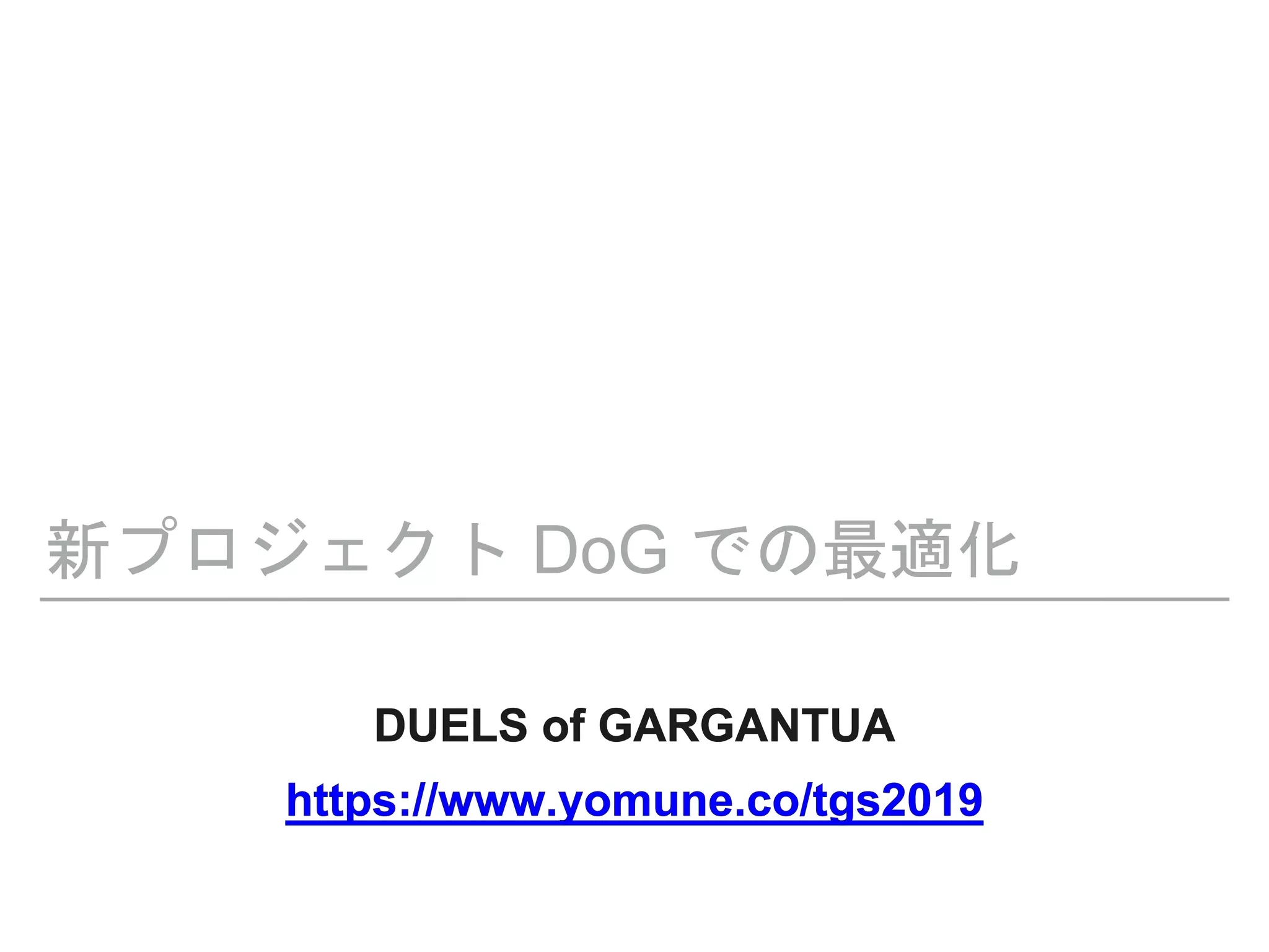 新プロジェクト DoG での最適化
 