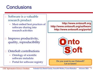 OntoSoft: A Distributed Semantic Registry for Scientific Software