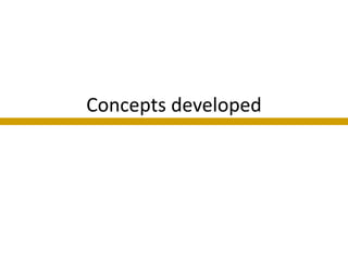 Concepts developed
 