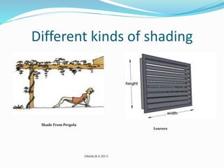 Different kinds of shading
(Maleki,B.A.2011)
Louvers
Shade From Pergola
 