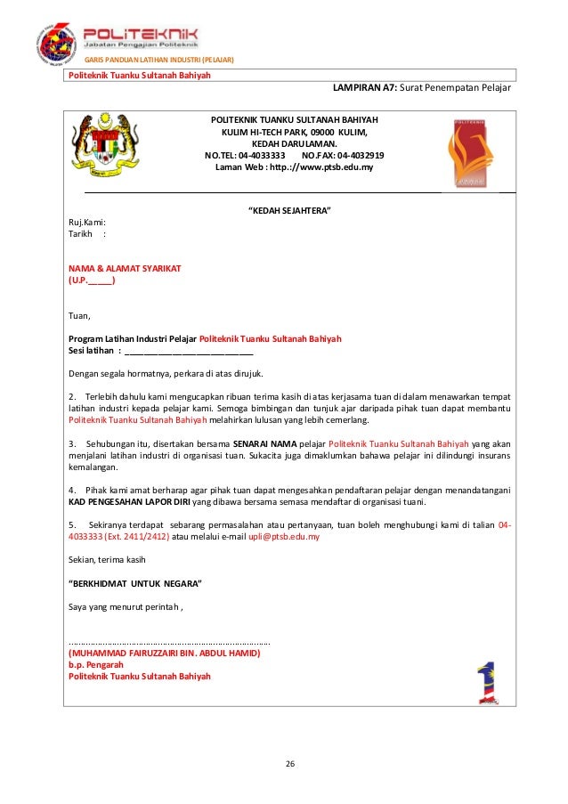 Surat Makluman Program Kepada Hospital