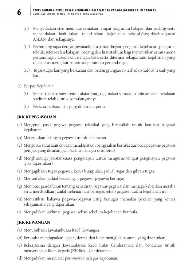 Garis panduan pengurusan kejohanan balapan dan padang Garis panduan pengurusan kejohanan balapan dan padang