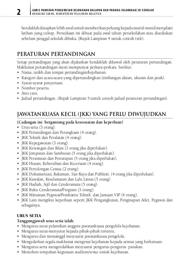 Garis panduan pengurusan kejohanan balapan dan padang