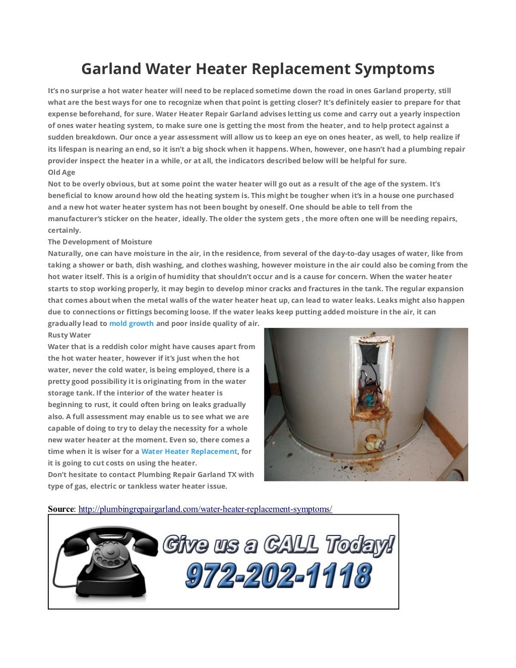 Water Heater Replacement Symptoms