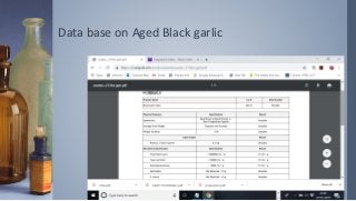 Data base on Aged Black garlic
 