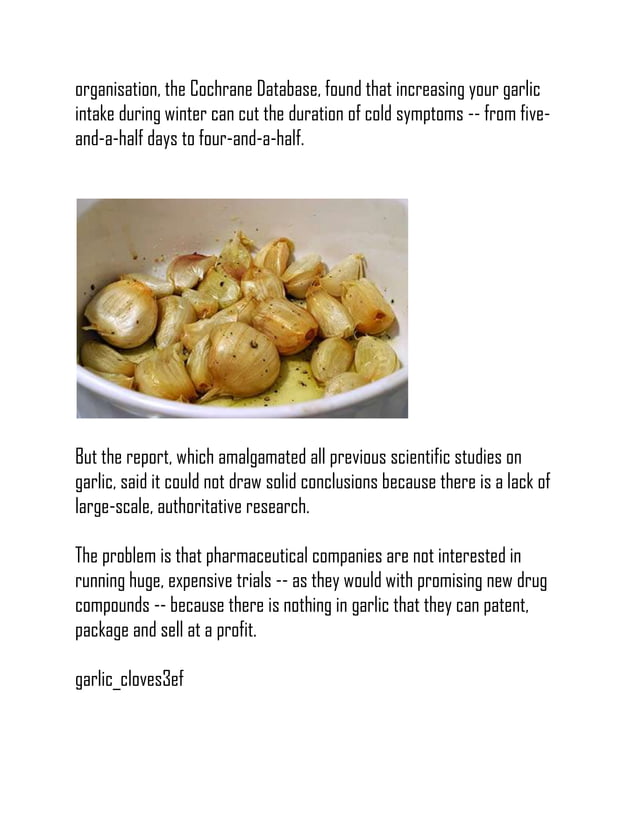 Garlic soup made with 52 cloves of garlic can defeat colds, flu and