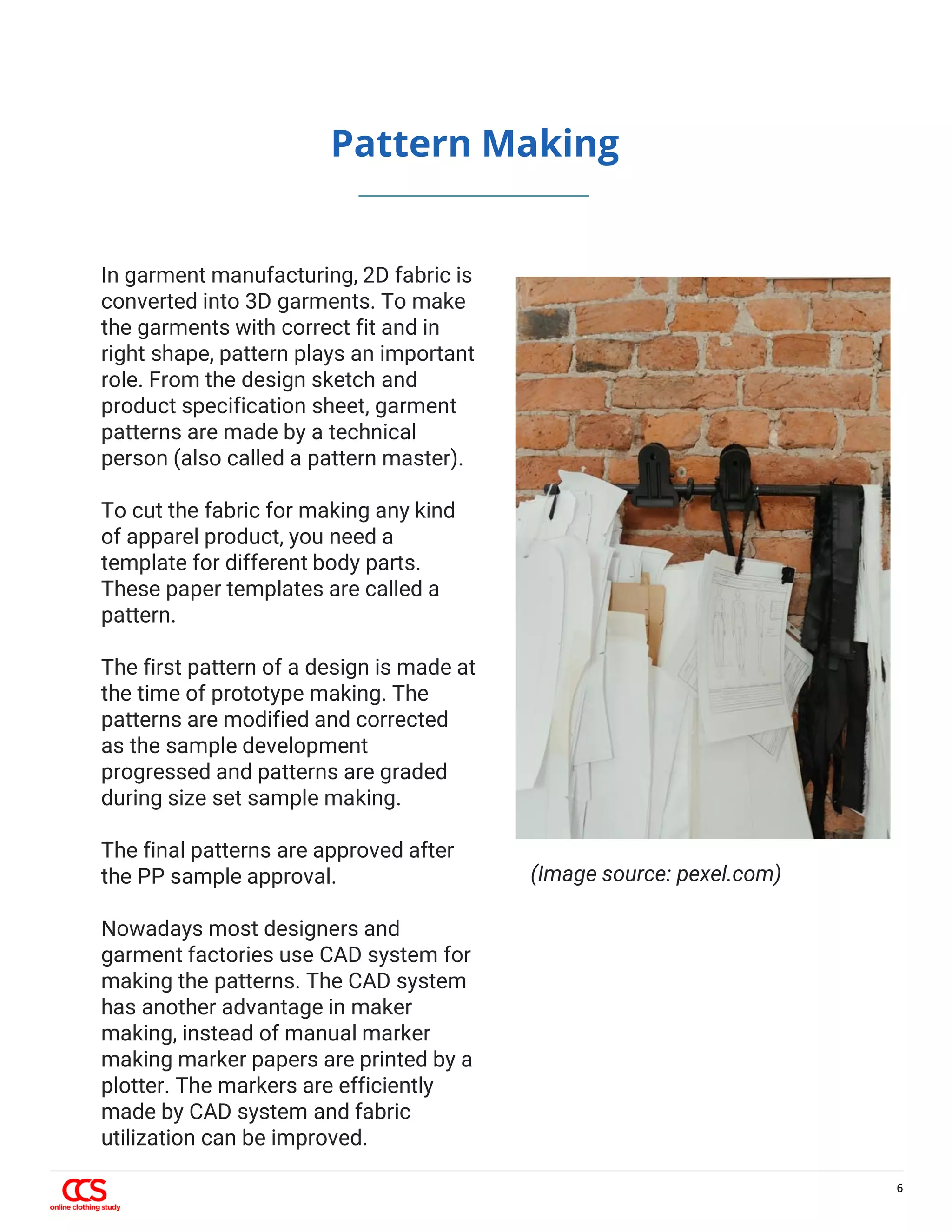 Manufactured Pattern Garment manufacturing process: from fabric to finished apparel products ...
