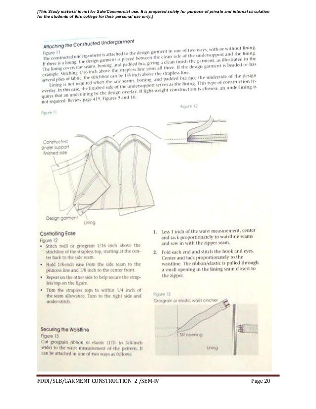 Garment construction study material for designing student