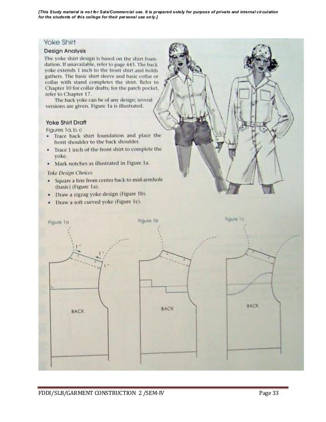 Garment construction study material for designing student