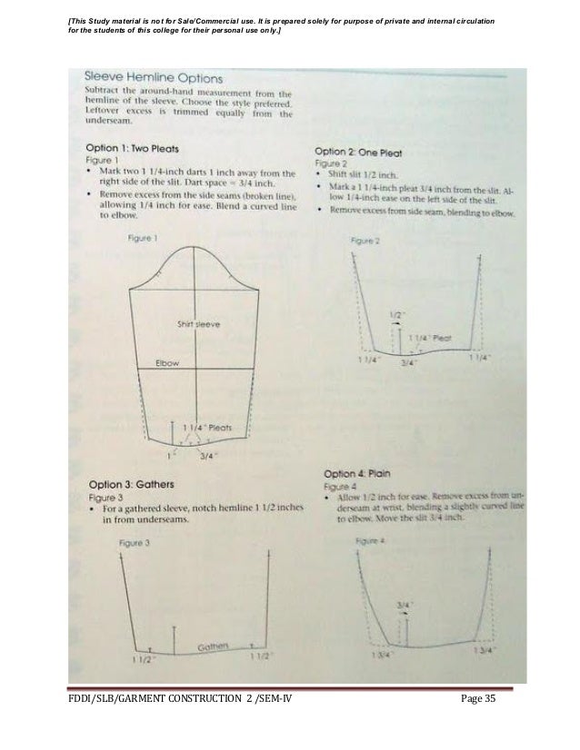 Garment construction study material for designing student