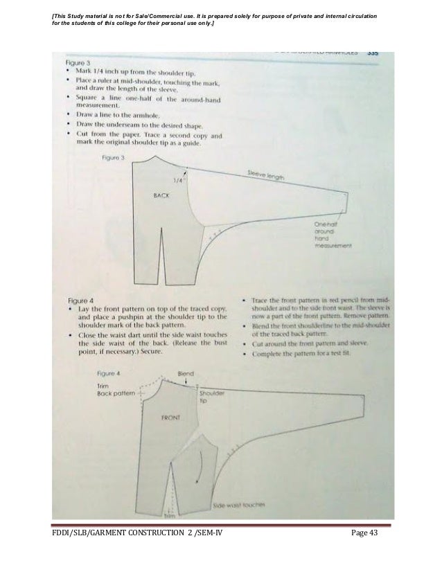 Garment construction study material for designing student