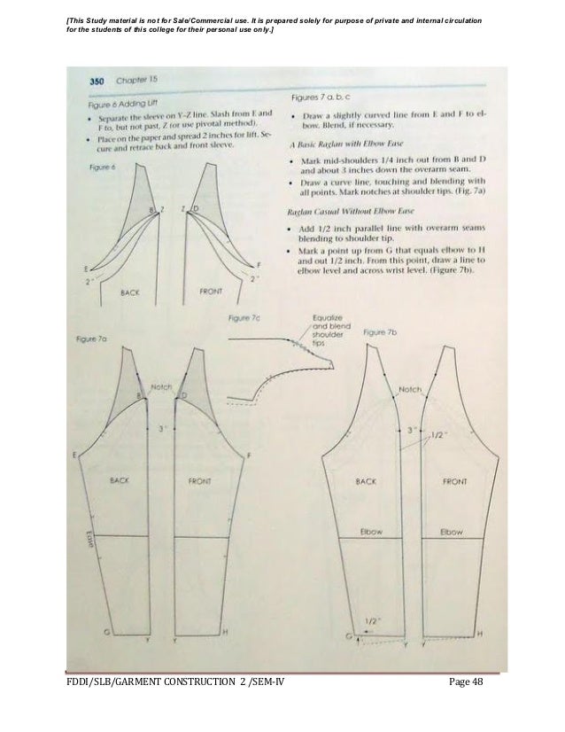 Garment construction study material for designing student