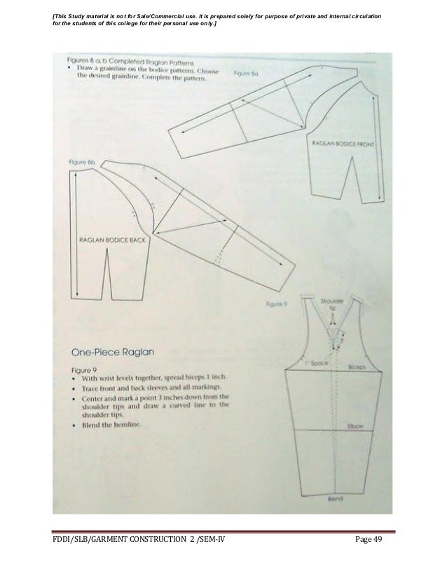 Garment construction study material for designing student