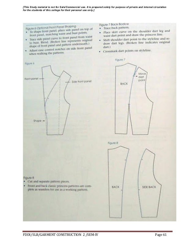 Garment construction study material for designing student