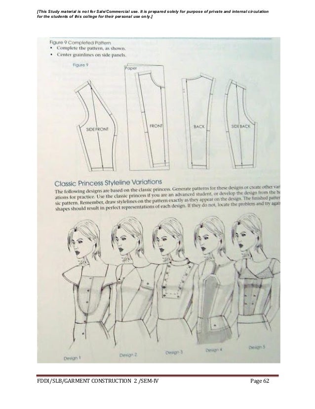 Garment construction study material for designing student