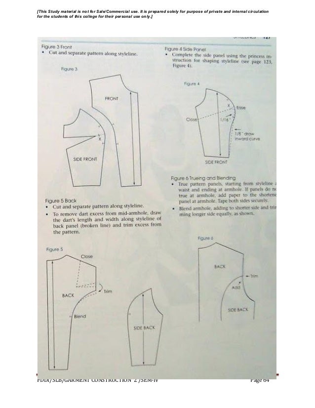Garment construction study material for designing student