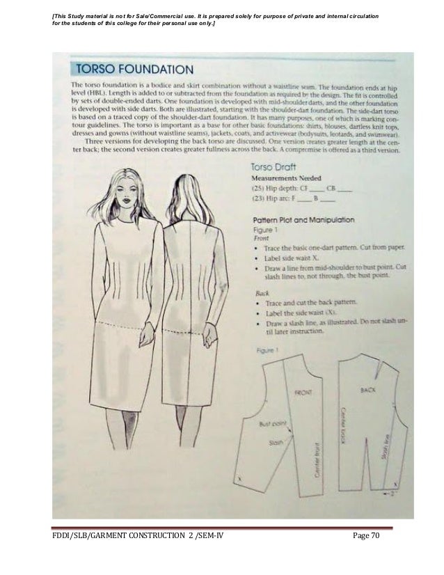 Garment construction study material for designing student