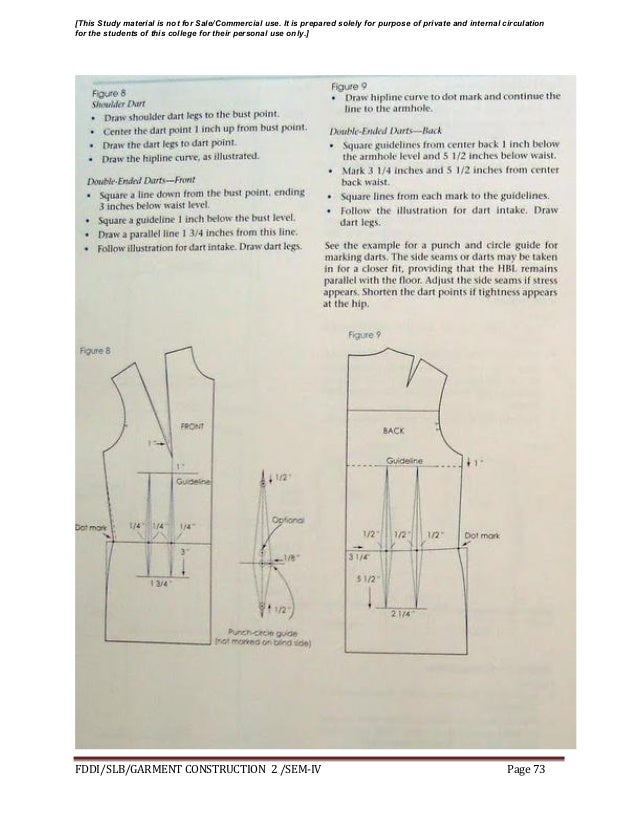 Garment construction study material for designing student