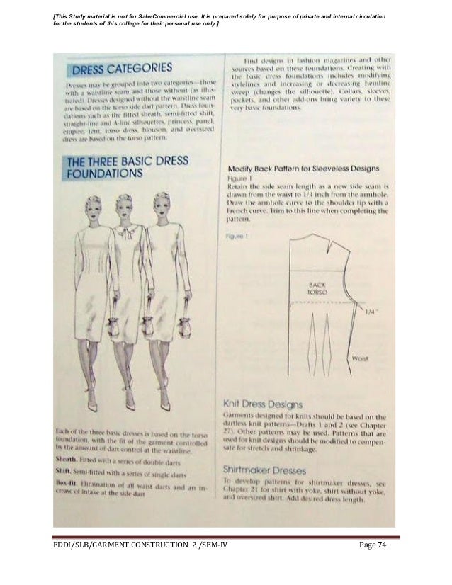 Garment construction study material for designing student