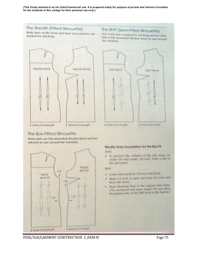 Garment construction study material for designing student