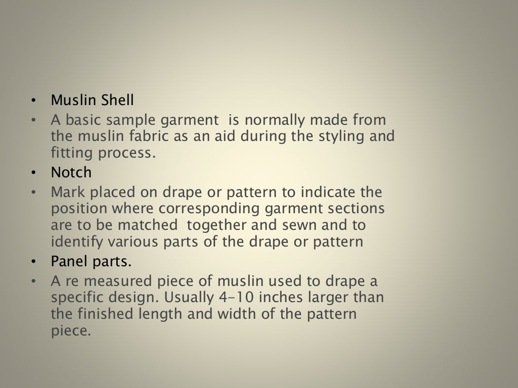 Garment draping terminology
