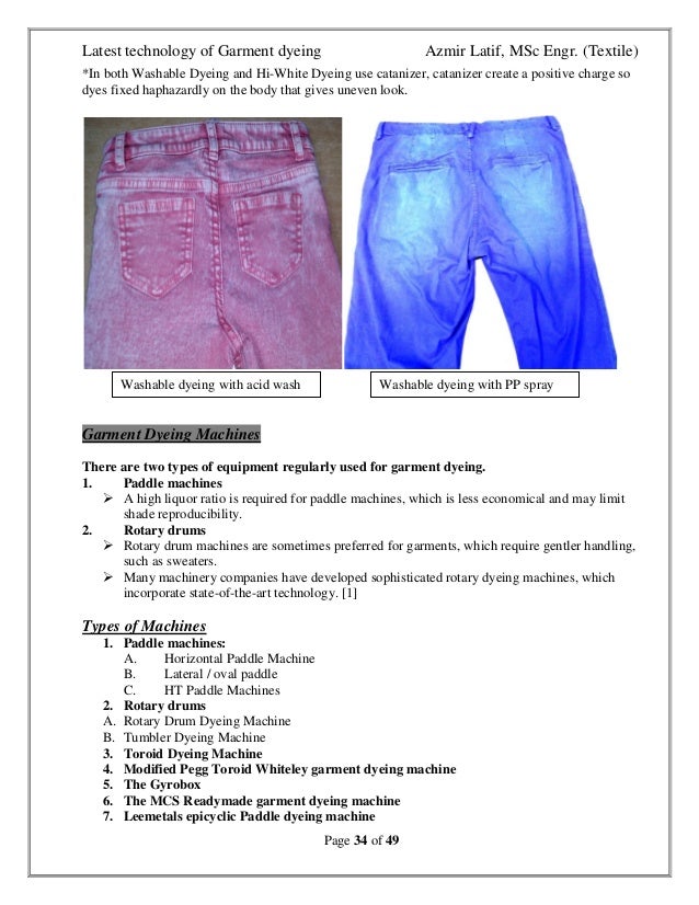 Garment dyeing technique
