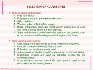 Apparel Finish and Care



                                         SELECTION OF ACCESSORIES

             Buttons, Studs...