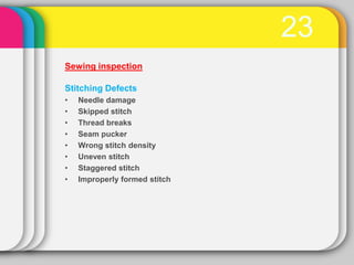 Incorrect Stitching Patterns By Operators Garment inspection | PDF