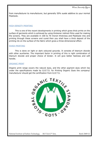 Garment printing internship