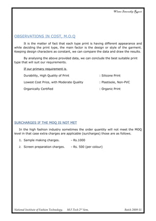 Garment printing internship