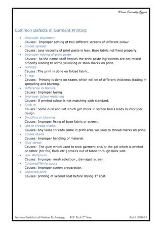 Garment printing internship