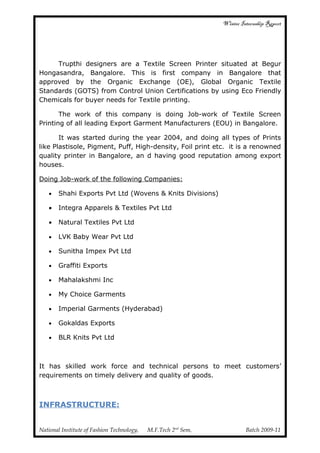 Garment printing internship