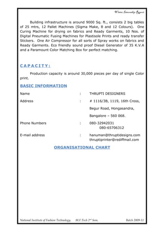 Garment printing internship