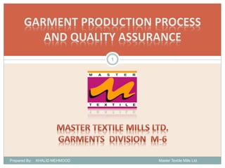 1
Prepared By: KHALID MEHMOOD Master Textile Mills Ltd.
 