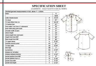 SPECIFICATION SHEET
( GARMENT : HALF SLEEVE CASUAL SHIRT)
 