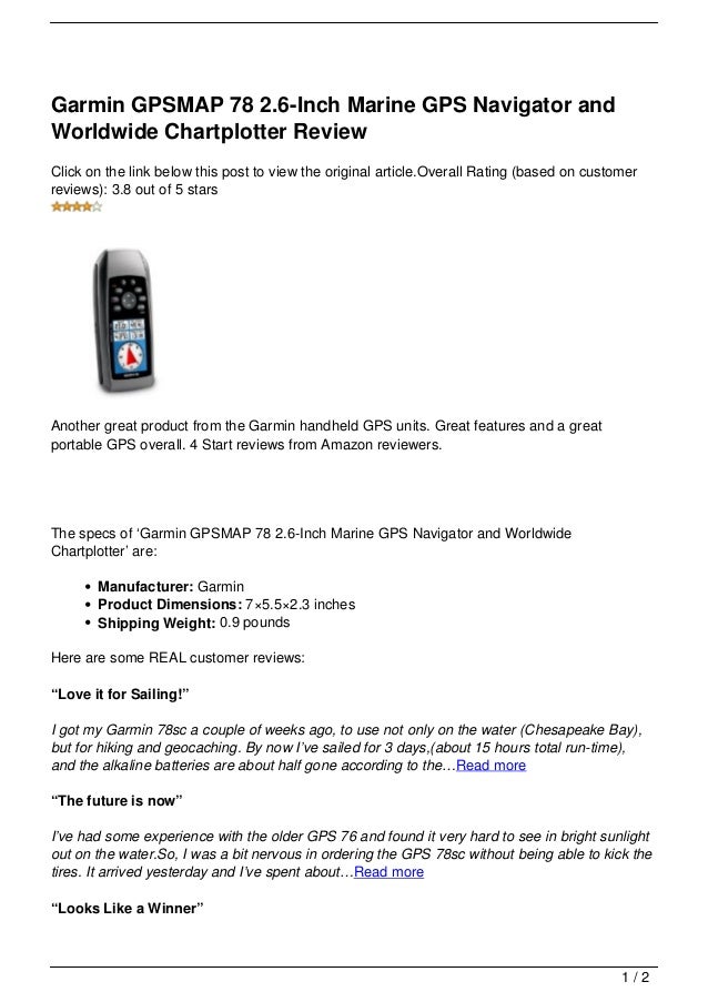 Garmin GPSMAP 78 2.6Inch Marine GPS Navigator and Worldwide Chartplo…