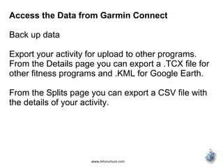 garmin connect export include description