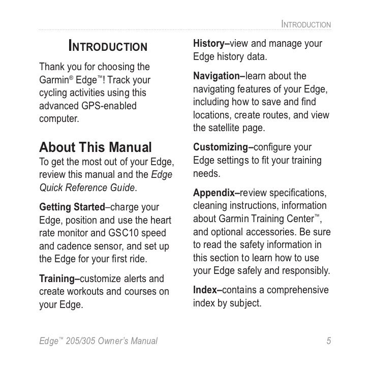 garmin edge 305 manual