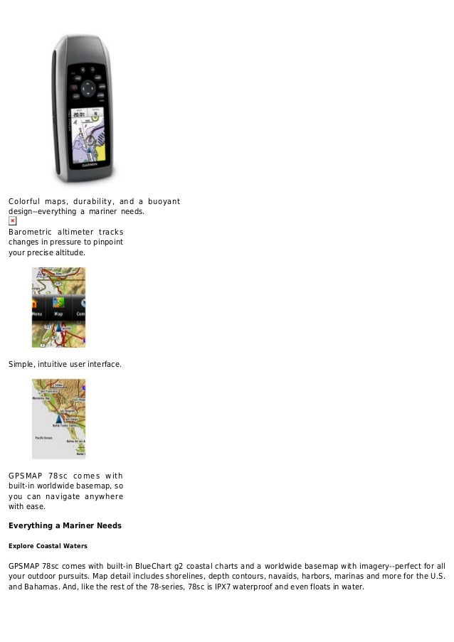 Garmin gpsmap 78sc 2.6 inch waterproof marine gps and chartplotter