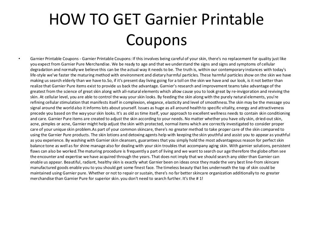Garnier Printable Coupons Garnier Printable Coupons