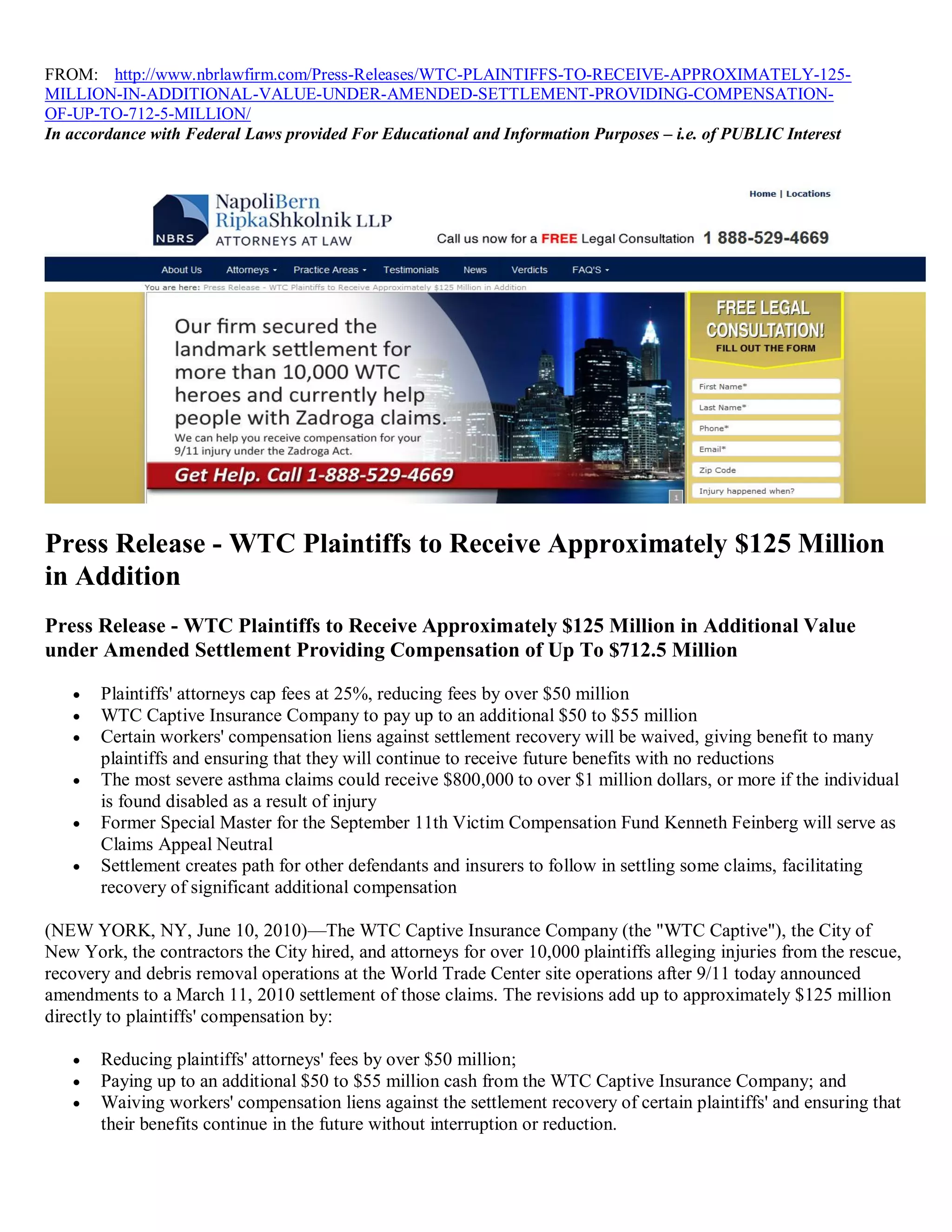 GARRETSON RESOLUTION GROUP Handles The SETTLEMENT Payouts In the