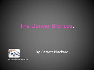 The Denver Broncos.
By Garrett Blackard.
Picture by SBNATION
 