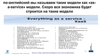 по-английский мы называем такие модели как «as-
a-service» модели. Скоро вся экономика будет
строится на такие модели
 