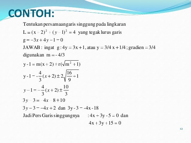 Persamaan Garis Singgung Lingkaran