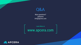 Learn More at
www.apcera.com
Q&A
More questions?
@Apcera
info@apcera.com
 