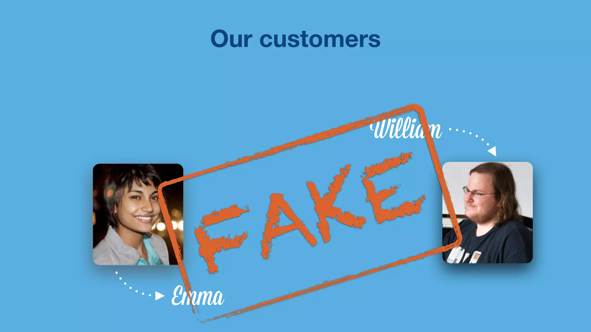 Our customers 
Emma 
William 
FAKE 
 